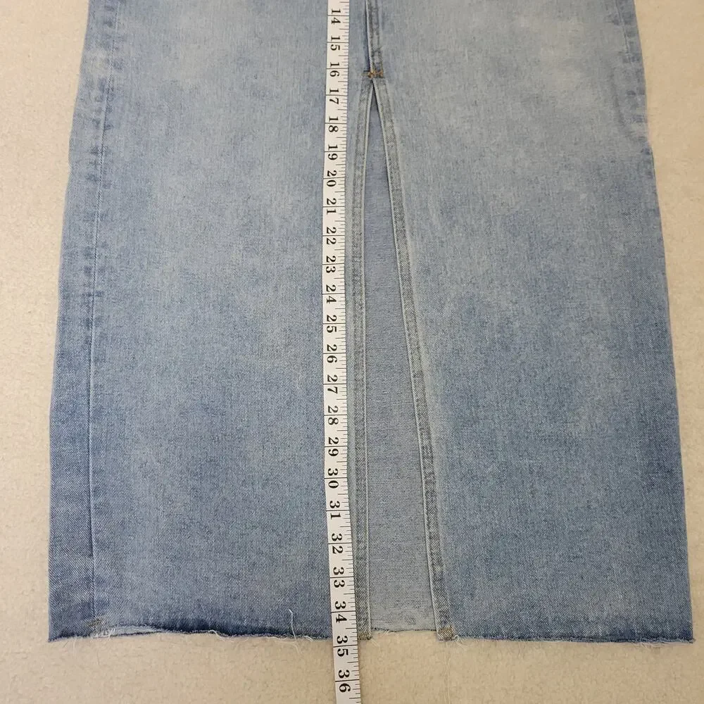 NWT W.Studio Streamgirl M Denim Pencil Straight Maxi Skirt High Front Slit